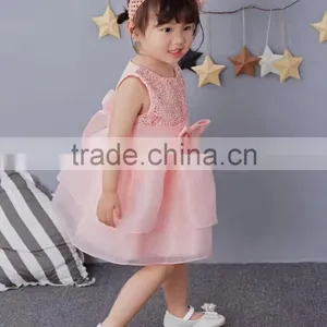 Hot Summer Kids Girls Tutu Dress Baby Girl Bowknot Pink Princess Dress Hollow Birthday Party Dresses First Communion Dress 1-5 Y thumbnail-6