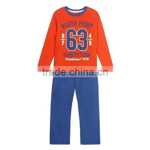 Boy's Dark Orange 'Varsity' Pyjama Set thumbnail-1