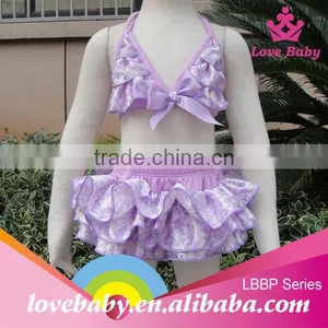 New Arrival Lovebaby Lavender Damask Swimming Baby Bather Suit With Bowknot thumbnail-1
