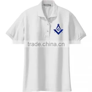 Masonic Regalia White Cotton Men's t Shirts With Blue Square & Compass Logo thumbnail-1