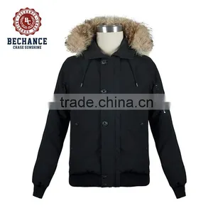 Wholesale Mens Casual Polyester Padded Jacket With Faux Fur for Winter thumbnail-1