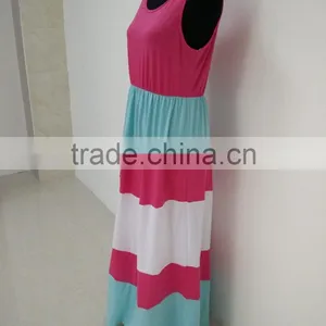 2017 Summer Family Matching Outfits Fashion Striped Mother Daughter Dresses Mommy And Me Ankle-Length Family Casual Clothing thumbnail-3