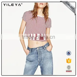 Casual Tops Strip Round-neck Camiseta Top thumbnail-1