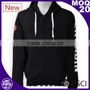 Wholesale Zip Up Plain Black High Quality Men Hoodies thumbnail-1