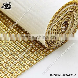 Hot Fix Rhinestone Studs Metal Mesh Trim Flower Shape thumbnail-1