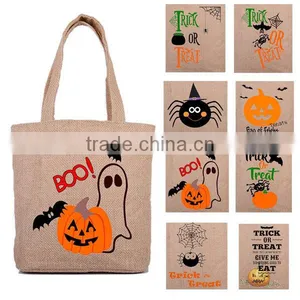 FACTORY Wholesale Stock Halloween Jute Tote Bag thumbnail-1