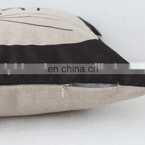 Top Selling Low MOQ Cheap Decorative Home Throw Pillow Cover Fashion Linen Sofa Seat Printed Cushion Cover thumbnail-4