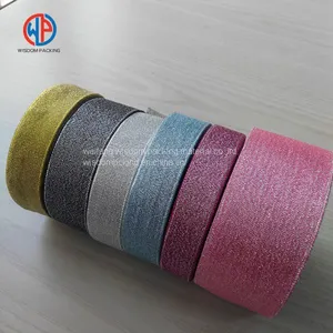 Wholesale Christmas Gift Wrap Decoration Woven Silk Glitter Metallic Ribbon thumbnail-4