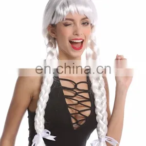Carnival White Pigtail Party Wigs P-W232 thumbnail-6