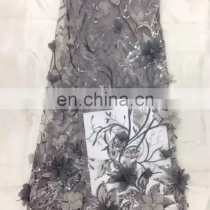3D Embroidery Cloth Material Mesh Polyester Sequin Fabric thumbnail-5
