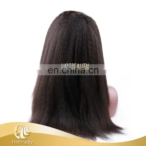 2017 New Arrival Hot Sale Brazilian Hair Ample and Silky Kinky Straight Virgin Hair Full Lace Wig thumbnail-3
