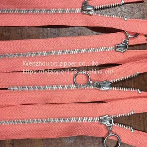 TXT Brand 5# Metal Brass Zipper With Platinum Teeth Auto Lock N-ring Puller Close End thumbnail-5