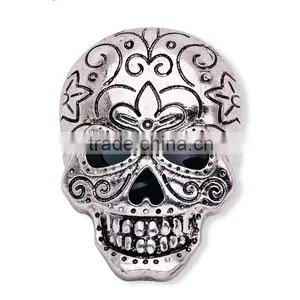 Gothic Skull Head Jewelry for Halloween,antique Silver Skull Vintage Brooch thumbnail-1