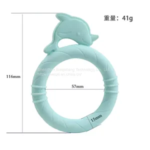 2022 New Style Cute Dolphin Handheld Food Grade Silicone Baby Teether Souvenirs Rattle Toys thumbnail-2