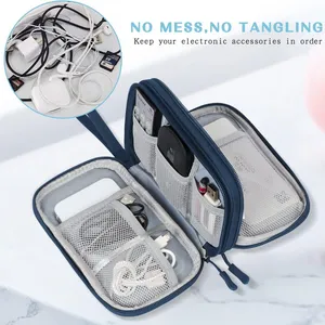 Portable Waterproof Double Layers Storage Bag for Cable, Charger,Etc. thumbnail-4