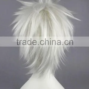 High Quality 35cm Short Straight DEATH NOTE Wig Nate River White Synthetic Anime Wig Cosplay Costume Hair Wig Party Wig thumbnail-5