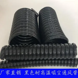 Black PU Polyurethane Corrugated PipeSteel Wire Reinforced Industrial Dust Suction Pipe thumbnail-5
