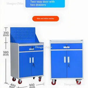 Heavy Duty Service Cart for Chicago Manufacturing Facilities, Powder Coated Steel Tool Cabinet With Anti-Skid Rubber Top Mat & Central Lock thumbnail-4