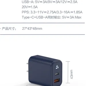 Dual Port QC3.0 Adapter: 18W USB-C PD and 12W USB-A Fast Charging thumbnail-3