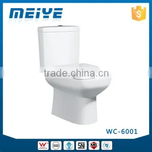 WC-6001 Washdown Two-Piece Toilet With Soft Closing Cover Ramp Down Closer, Water Closet Toilet Bowl thumbnail-1