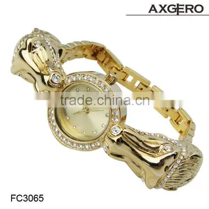 New Design Gold Watch Crystal Women Dress Alloy Watch Diamond Wristwatch Ladies Women Quartz Watch thumbnail-1