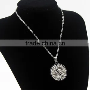 Stainless Steel Diamond Tai Chi Yin Yang Necklace Jewelry Wholesale thumbnail-2