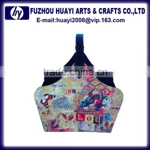 PU Leather Printing Design Photo Wooden Storage Basket Hanging Basket Chain thumbnail-5