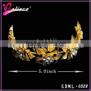 Bulk Hair Combs Wholesale Gold Flower Clear Rhinestone Hair Combs for Women thumbnail-2