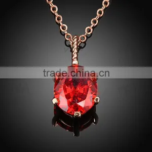 New Design Women Necklace 2016,rose Gold Chain Necklace Red Zircon thumbnail-5