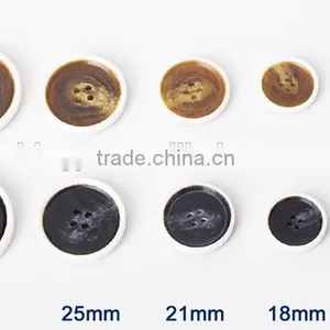 Sedex Audited Factory 2 Pillar Burnt Rim Resin Horn Button, Polyester Horn Button thumbnail-4