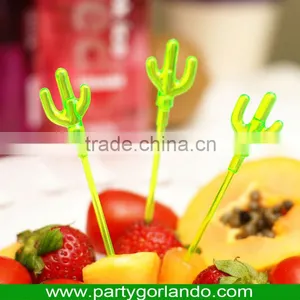 Disposable Plastic Cactus Design Swizzle Cocktail Food Pick thumbnail-1