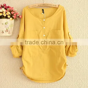 Ladies Cotton Pure Color Beautiful Loose Shirt thumbnail-1