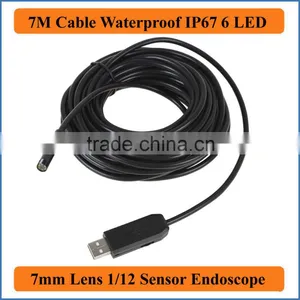 7M Cable Length 7mm Len Waterproof Mini USB Endoscope Inspection Pipe Camera Borescope Tube Snake Scope With 6 LEDs Night Vision thumbnail-1