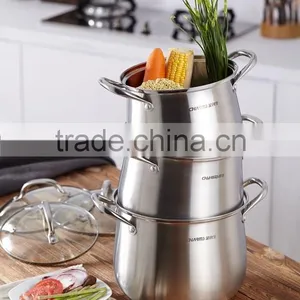 2016 New Charms Induction Cooking Pot Fabrication&Stainless Steel Enamel Casserole 3&High Quality Threes Layers Steamers Quality Choice thumbnail-2