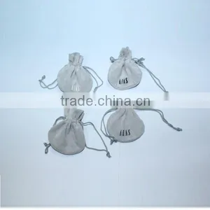 Custom Printed Logo Soft GREY Velvet Jewerly Packing Pouch High Quality Fabric Quality Choice thumbnail-4