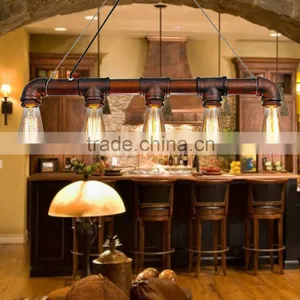 Vintage Lamp Loft Water Pipe Pendant Lamp American Country Restaurant Lamp Bar Lights Personalized Lamp 5 E27 Base Edison Bulbs thumbnail-1