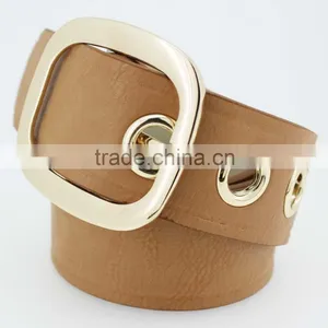 40Mm Women's Fashion Belt With Red pu Leather & Gold Square Buckle in Chinese Factory thumbnail-3