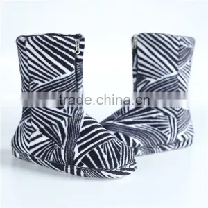 Ladies Coral Fleece Slipper Boots With Zipper thumbnail-1