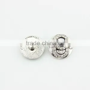 Custom Metal Snap Button White Crop Circle Crystal Snap On Interchangeable Bracelet thumbnail-1