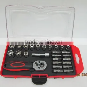 37pcs Hand Tool Set With Ratched Handle ,screwdriver Bits and Sockets Tool Box Made in China thumbnail-3