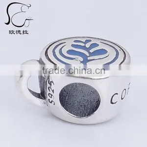 Custom Made Sterling Silver Fashion Coffee Cup Enamel Charms thumbnail-2