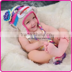 Monkey Shaped Knitting Baby Hat Handmade Crochet Hat With Tassel thumbnail-5