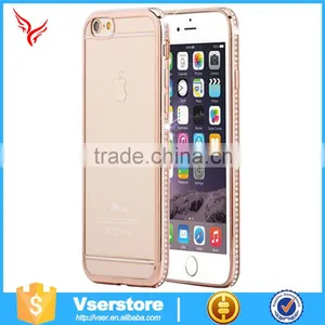 Electroplating Bling Tpu Transparent Clear Case for Iphone 6 Diamond Bumper Case thumbnail-4