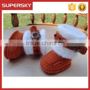 V-127 Fashion Knit Pattern Warm Crochet Baby Shoe Knitted Toddler Indoor Slippers Shoe thumbnail-3