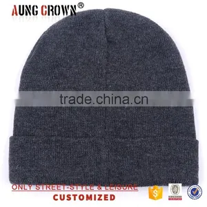 Fashion Dark Gray Custom Acylic Beanie Hat Knitted Hat thumbnail-5
