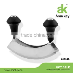 Easy To Grip And Cuts Simple Double Mezzaluna With Black Handles thumbnail-1