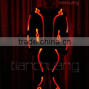 Remote & DMX512 Controlled Full Color LED Fiber Optic Tron Dance Costumes thumbnail-5