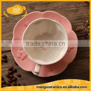 Japanese Style Pink Sakura Ceramic Coffe Cup and Saucer Set thumbnail-6