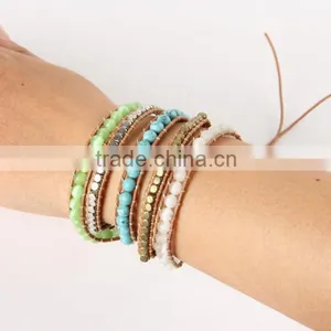 Five Laps Fashion Leather Bracelet Natural Opal Pure Manual Weaving Charm Bracelets Bangles for Women Jewelry Wholesale thumbnail-3
