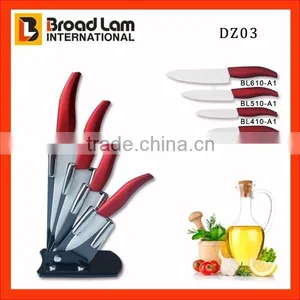 4pcs Ceramic Kitchen Knives Set in Transparent Plastic Stand With Nice Gift Box Packing thumbnail-1